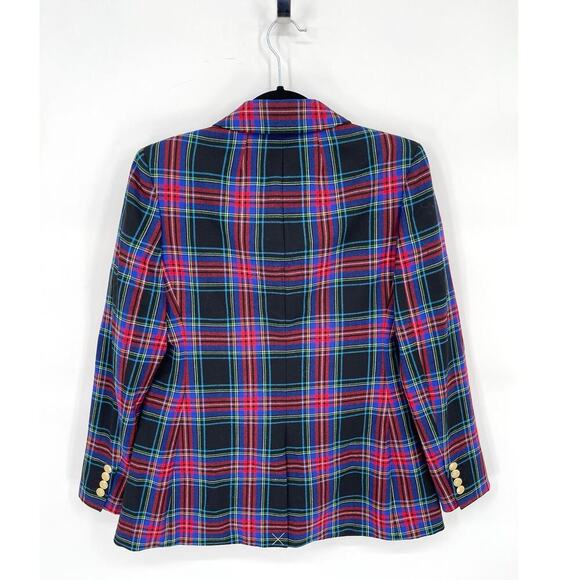 NWT J. Crew Black Red Blue Nipped in Blazer in Stewart Tartan Plaid size 2 - Picture 7 of 13